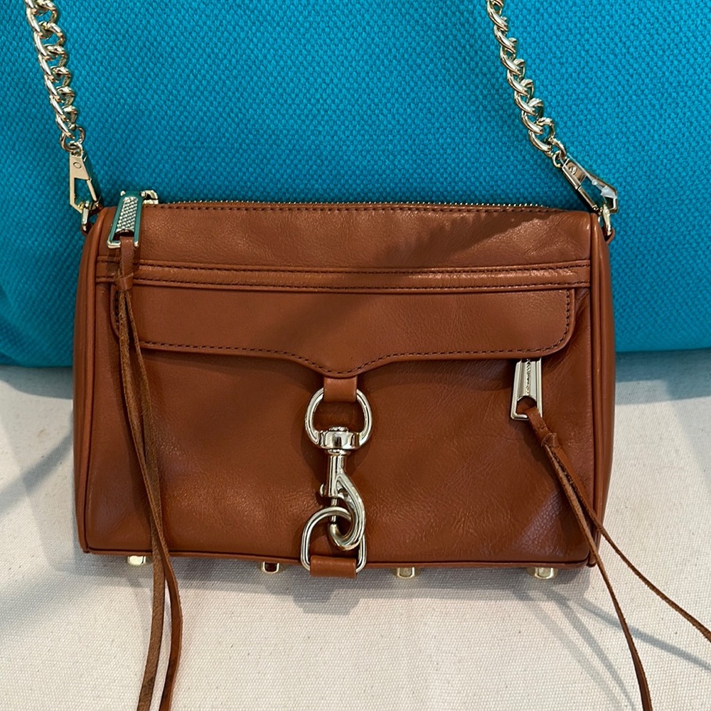 Rebecca Minkoff mini mac crossbody. Brown leather with gold